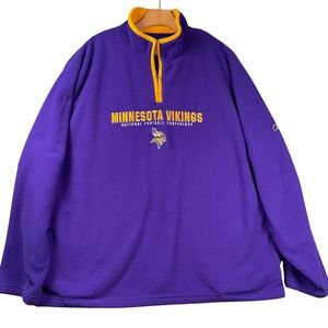 Reebok Minnesota Vikings NFL Fleece Quarter Zip Pullover Mens XL Purple Yellow
